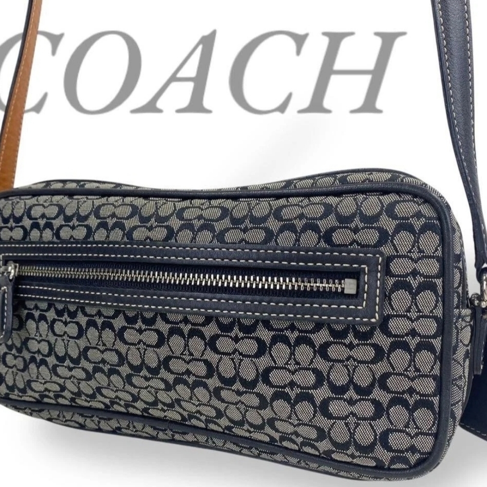 COACH Mini Signature Shoulder Handbag Black/Grey